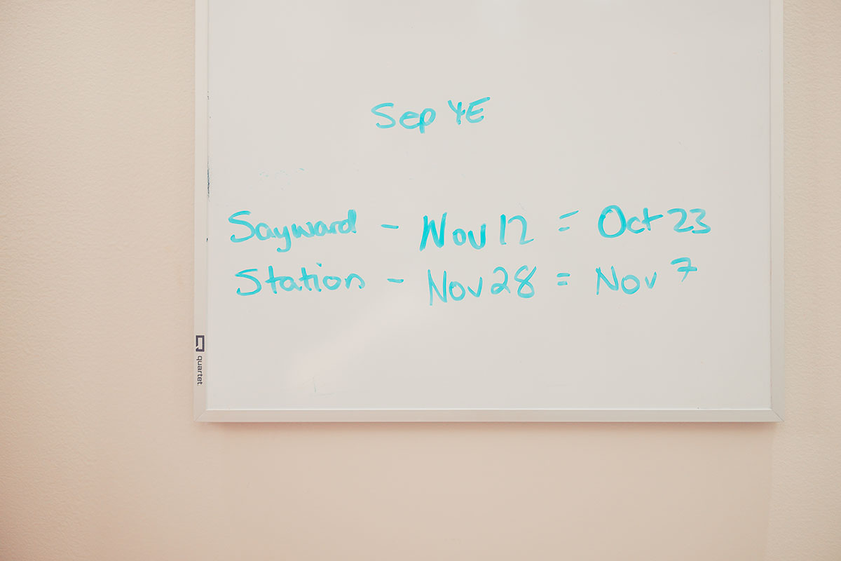 A staff member entering the office